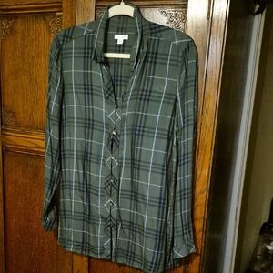 J. Jill Olive Plaid Shirt